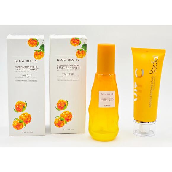 Glow Recipe Cloudberry Bright Toner 2.5oz + Rodial Vit C Papaya Enzyme Scrub - Picture 1 of 3